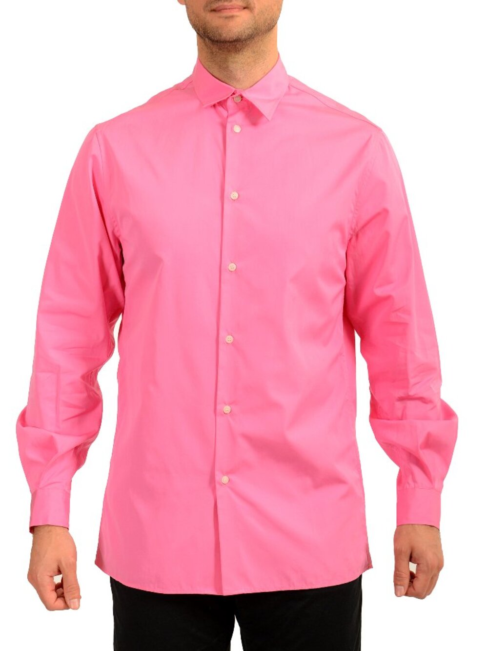 Scuderia Ferrari Fluid Pink Pure Cotton Stretch Italian Collar Shirt US XS IT 46